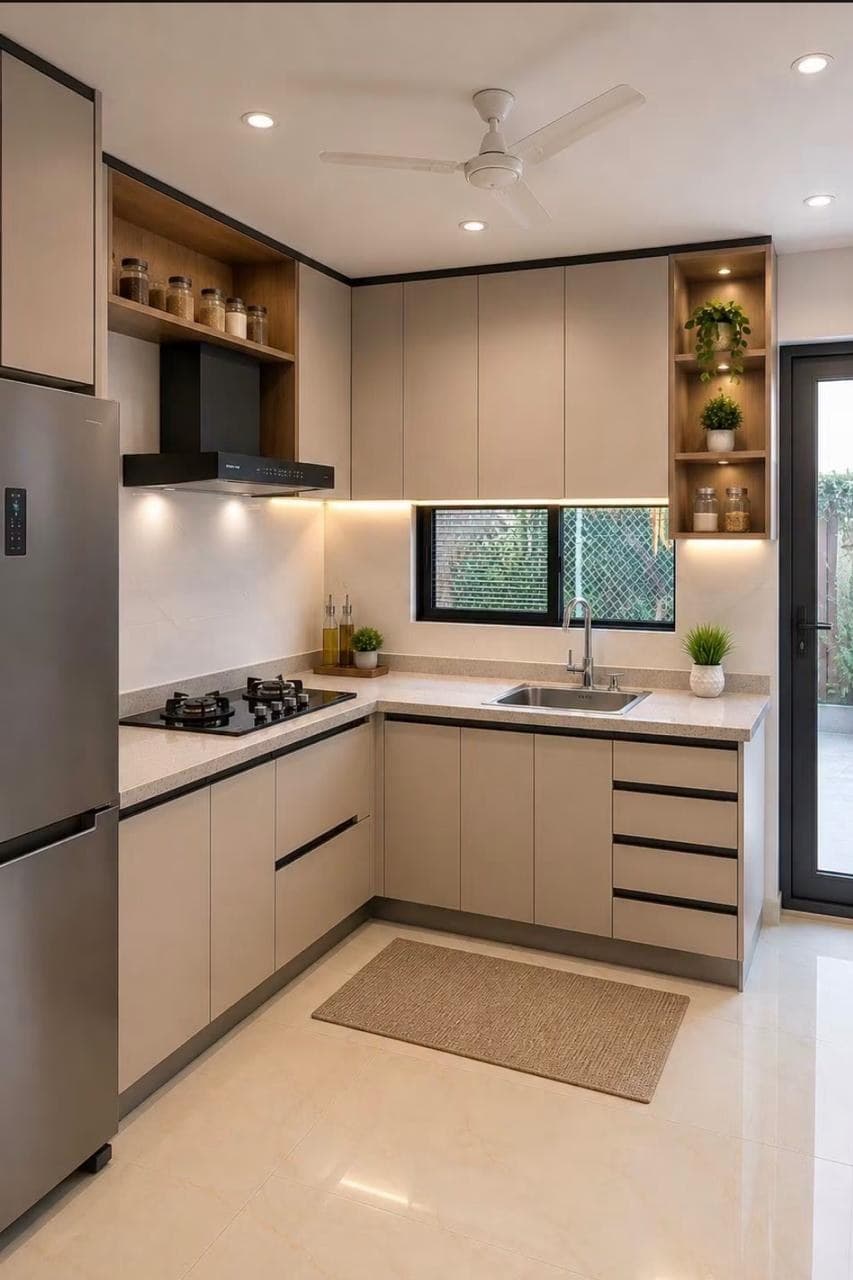 Modern L-kitchen - Misri Kitchen & Home Interior